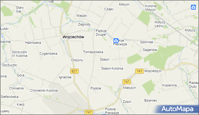 mapa Stasin gmina Wojciechów, Stasin gmina Wojciechów na mapie Targeo