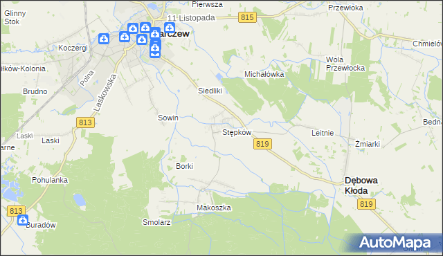 mapa Stępków, Stępków na mapie Targeo
