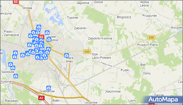 mapa Stok Lacki-Folwark, Stok Lacki-Folwark na mapie Targeo