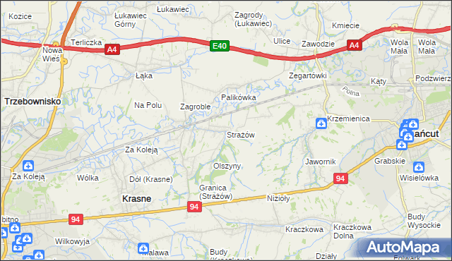 mapa Strażów, Strażów na mapie Targeo