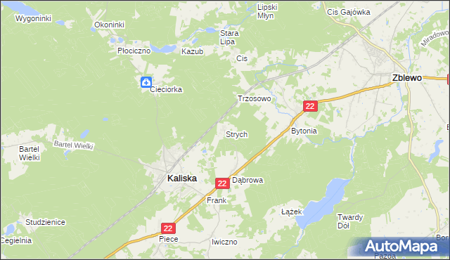 mapa Strych gmina Kaliska, Strych gmina Kaliska na mapie Targeo