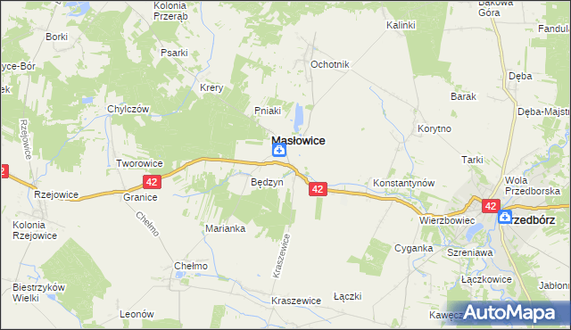 mapa Strzelce Małe gmina Masłowice, Strzelce Małe gmina Masłowice na mapie Targeo