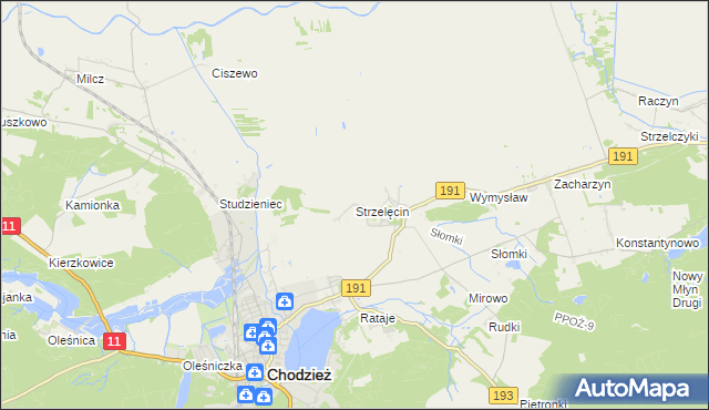 mapa Strzelęcin, Strzelęcin na mapie Targeo