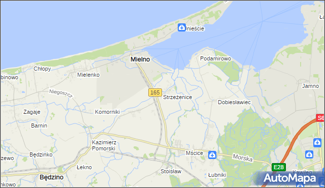 mapa Strzeżenice, Strzeżenice na mapie Targeo