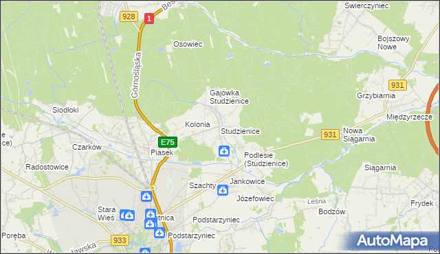 mapa Studzienice gmina Pszczyna, Studzienice gmina Pszczyna na mapie Targeo