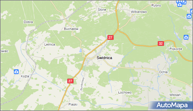 mapa Świdnica powiat zielonogórski, Świdnica powiat zielonogórski na mapie Targeo