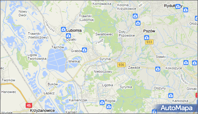 mapa Syrynia, Syrynia na mapie Targeo