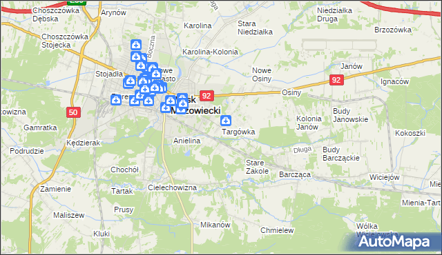 mapa Targówka gmina Mińsk Mazowiecki, Targówka gmina Mińsk Mazowiecki na mapie Targeo