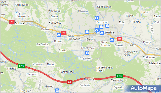 mapa Tenczynek, Tenczynek na mapie Targeo