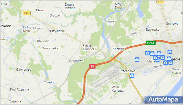 mapa Terespol Pomorski, Terespol Pomorski na mapie Targeo