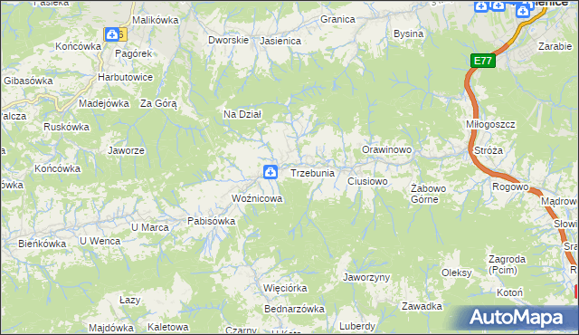 mapa Trzebunia, Trzebunia na mapie Targeo