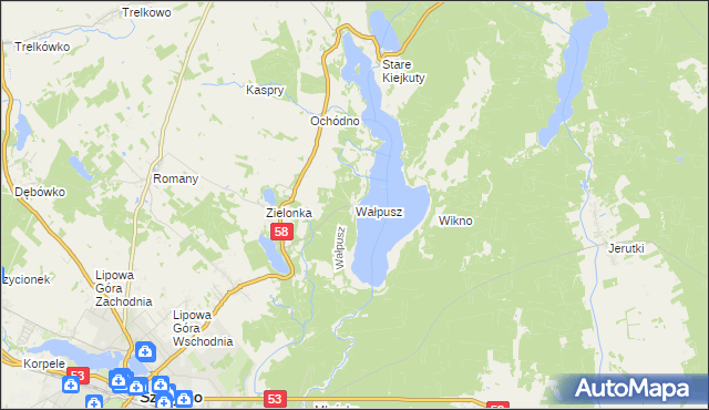 mapa Wałpusz, Wałpusz na mapie Targeo