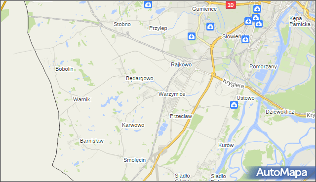 mapa Warzymice, Warzymice na mapie Targeo