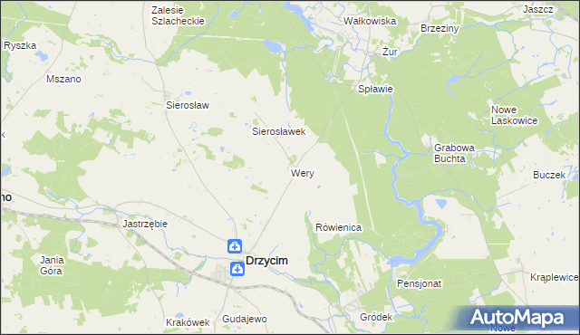 mapa Wery gmina Drzycim, Wery gmina Drzycim na mapie Targeo
