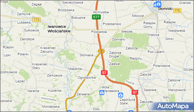 mapa Widoma gmina Iwanowice, Widoma gmina Iwanowice na mapie Targeo
