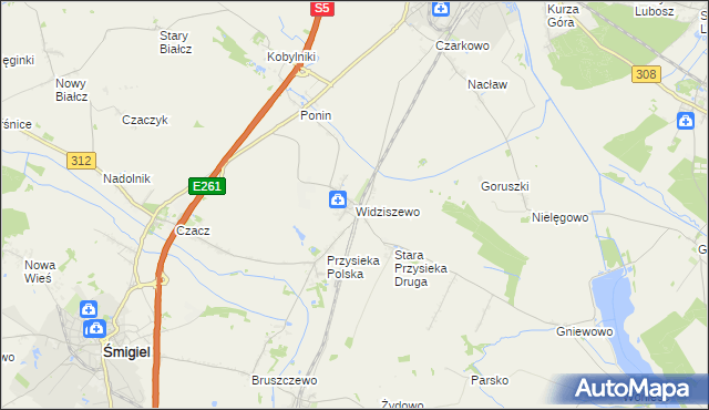 mapa Widziszewo, Widziszewo na mapie Targeo