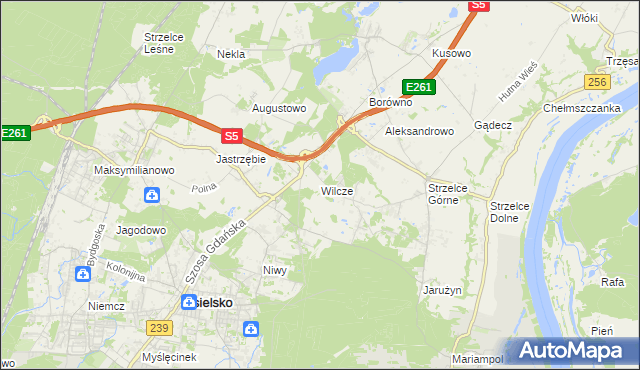 mapa Wilcze gmina Osielsko, Wilcze gmina Osielsko na mapie Targeo