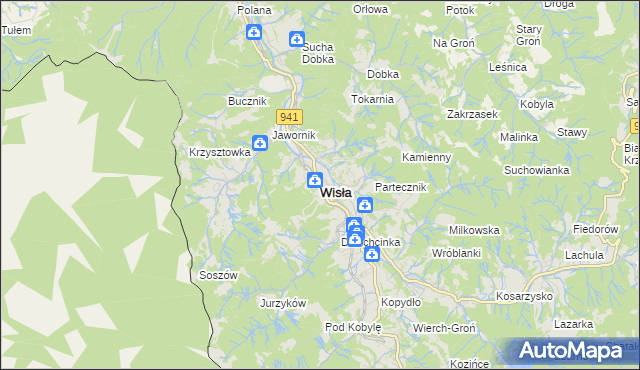 mapa Wisła, Wisła na mapie Targeo