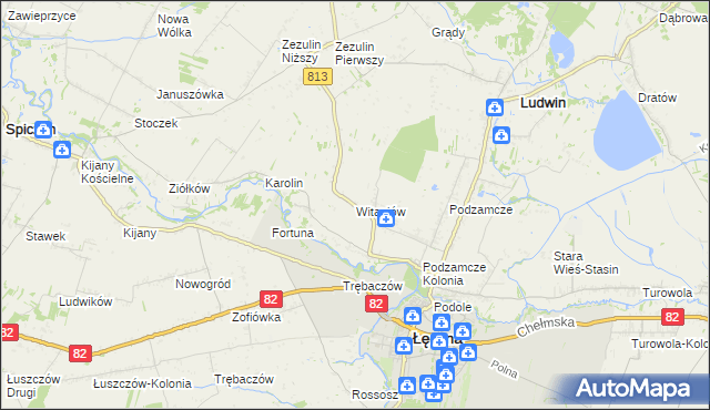 mapa Witaniów, Witaniów na mapie Targeo