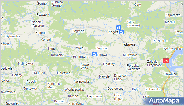 mapa Wojakowa, Wojakowa na mapie Targeo