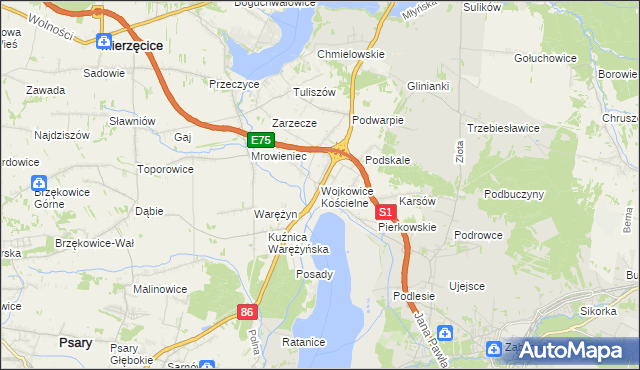 mapa Wojkowice Kościelne, Wojkowice Kościelne na mapie Targeo