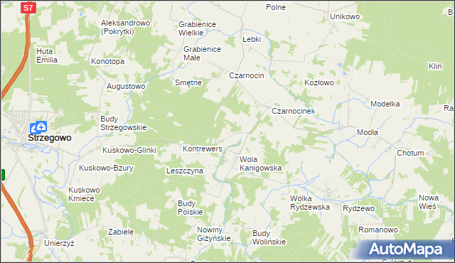 mapa Wygoda gmina Strzegowo, Wygoda gmina Strzegowo na mapie Targeo