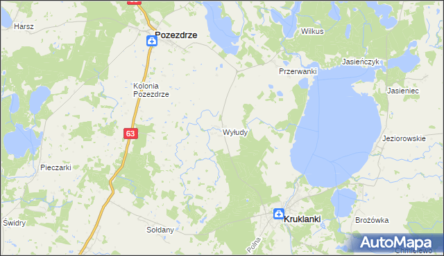 mapa Wyłudy gmina Pozezdrze, Wyłudy gmina Pozezdrze na mapie Targeo