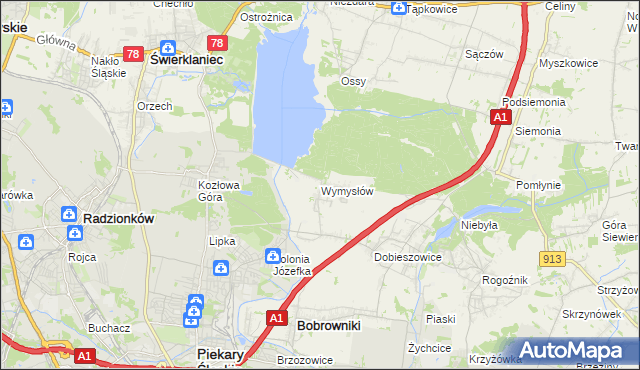 mapa Wymysłów gmina Bobrowniki, Wymysłów gmina Bobrowniki na mapie Targeo