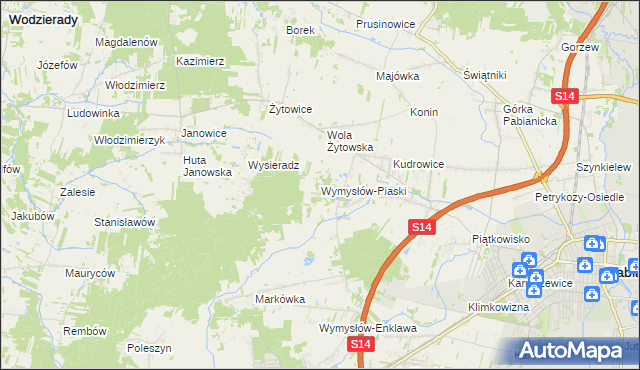 mapa Wymysłów-Piaski, Wymysłów-Piaski na mapie Targeo