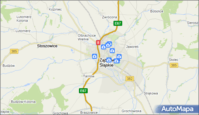 mapa Ząbkowice Śląskie, Ząbkowice Śląskie na mapie Targeo