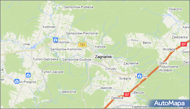 mapa Zagnańsk, Zagnańsk na mapie Targeo