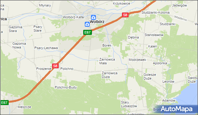 mapa Żarnowica Mała, Żarnowica Mała na mapie Targeo