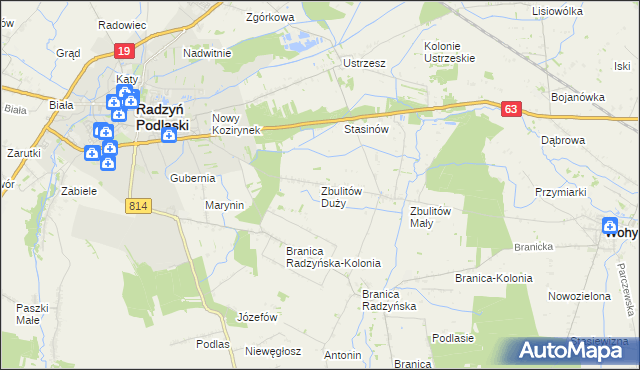 mapa Zbulitów Duży, Zbulitów Duży na mapie Targeo