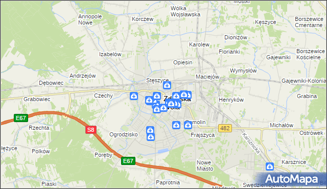 mapa Zduńska Wola, Zduńska Wola na mapie Targeo
