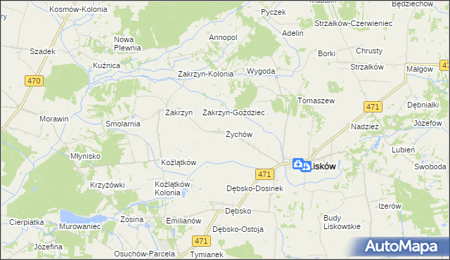mapa Żychów, Żychów na mapie Targeo