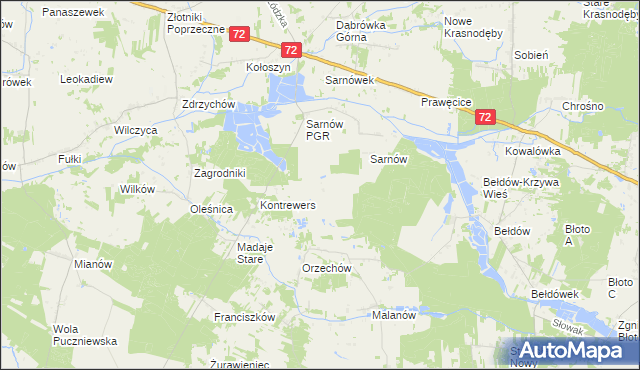 mapa Dzierżanów gmina Dalików, Dzierżanów gmina Dalików na mapie Targeo