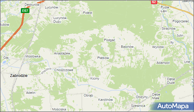 mapa Płatków gmina Zabrodzie, Płatków gmina Zabrodzie na mapie Targeo