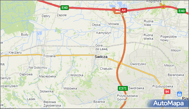 mapa Świlcza, Świlcza na mapie Targeo