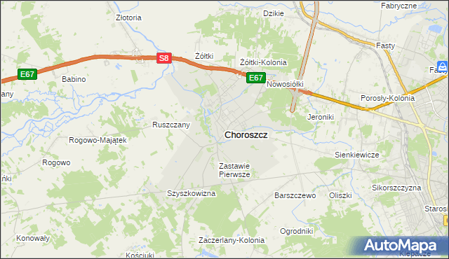 mapa Choroszcz, Choroszcz na mapie Targeo