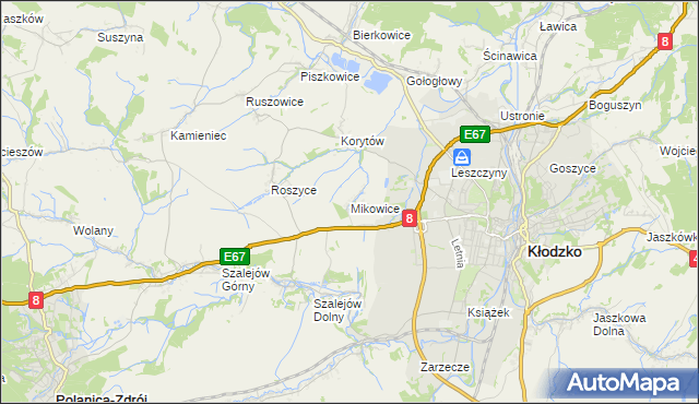 mapa Mikowice gmina Kłodzko, Mikowice gmina Kłodzko na mapie Targeo