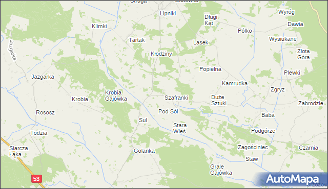 mapa Szafranki gmina Łyse, Szafranki gmina Łyse na mapie Targeo