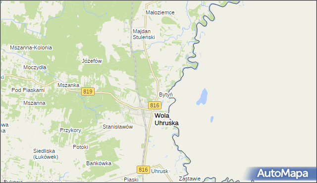 mapa Bytyń gmina Wola Uhruska, Bytyń gmina Wola Uhruska na mapie Targeo