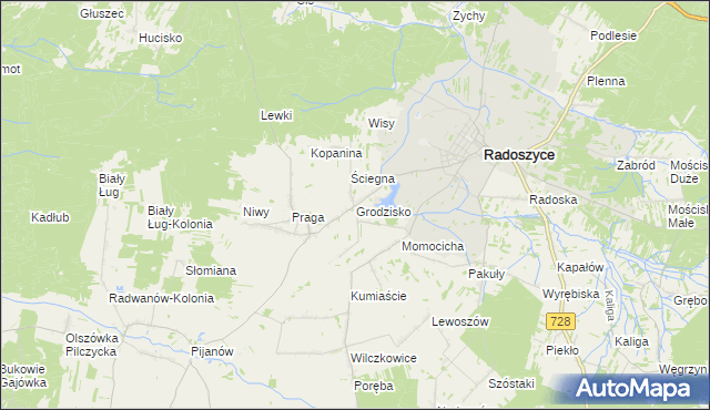 mapa Grodzisko gmina Radoszyce, Grodzisko gmina Radoszyce na mapie Targeo