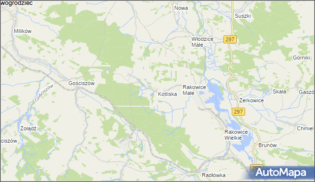 mapa Kotliska gmina Lwówek Śląski, Kotliska gmina Lwówek Śląski na mapie Targeo