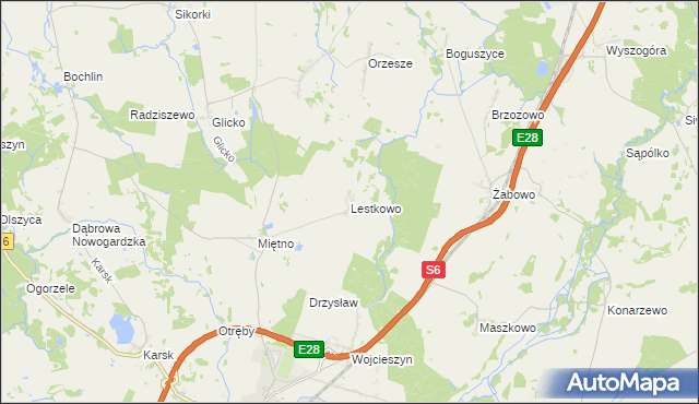 mapa Lestkowo, Lestkowo na mapie Targeo