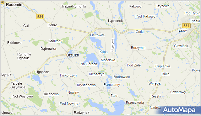 mapa Mościska gmina Brzuze, Mościska gmina Brzuze na mapie Targeo