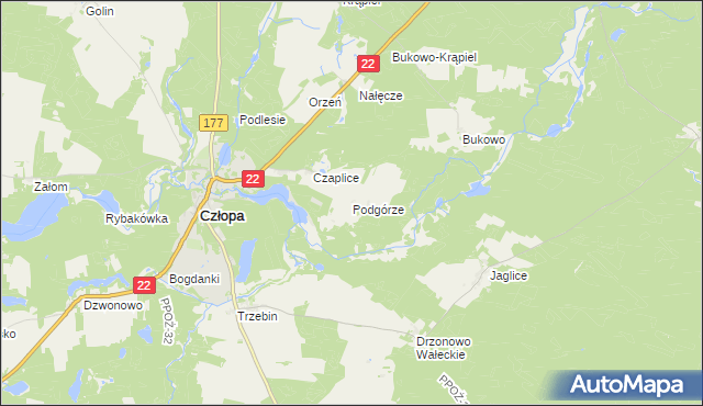 mapa Podgórze gmina Człopa, Podgórze gmina Człopa na mapie Targeo