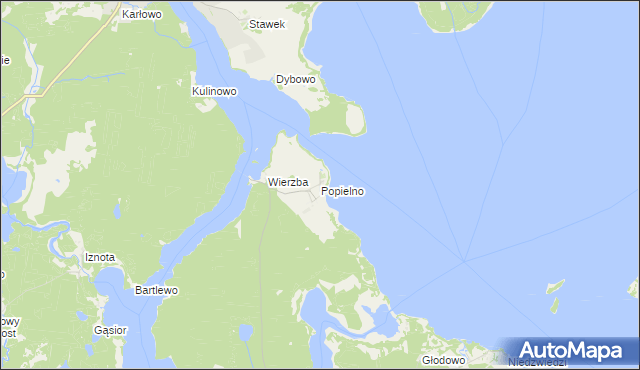 mapa Popielno gmina Ruciane-Nida, Popielno gmina Ruciane-Nida na mapie Targeo