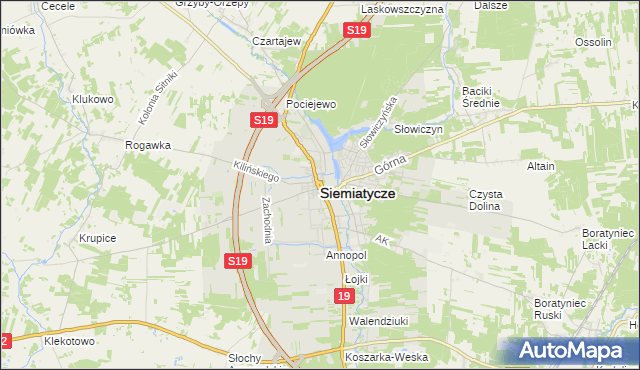 mapa Siemiatycze, Siemiatycze na mapie Targeo