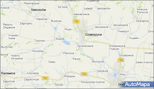 mapa Szczotkowice, Szczotkowice na mapie Targeo